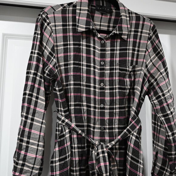 HATCH Small Alyssa Plaid Button Front Shirt Dress Midi Maternity - Picture 4 of 12
